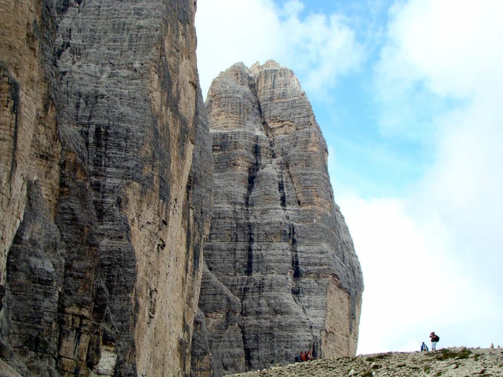 Tre Cime, pareti nord della Grande e della Ovest con forcella Lavaredo